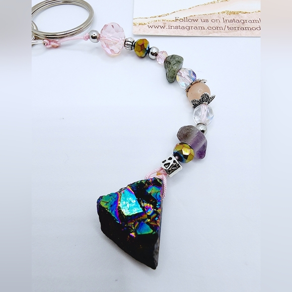 Druzy and Amethyst Keychain / Phone Jewelry - Picture 3 of 5